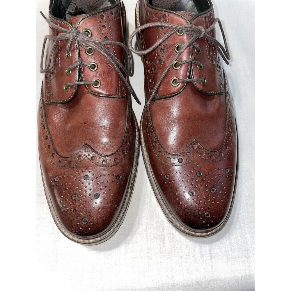 Johnston & Murphy 1850 Dress Oxfords Mens Size 9 M Brown Leather Wingtips Brogue